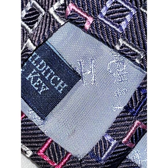 Hilditch & Key All Silk Tie ~ Purple & Pink Squares ~ Necktie - Picture 4 of 7